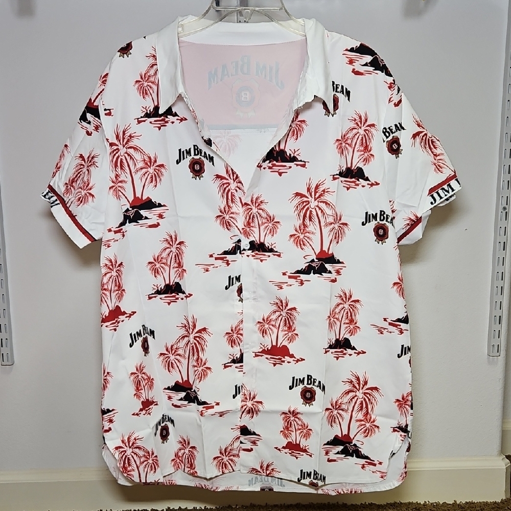 Jim Beam | White and Red Men's Shirt | XL